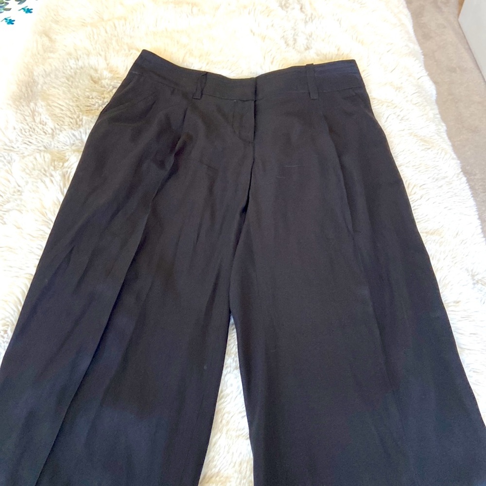 Trina Turk 100% silk black wide leg trousers